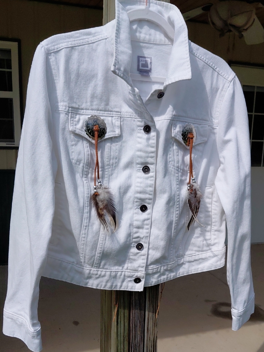 White Beaded Women's Jean Jacket